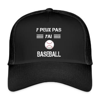 Je peux pas j'ai baseball balle - Casquette trucker  - noir/noir - Devant