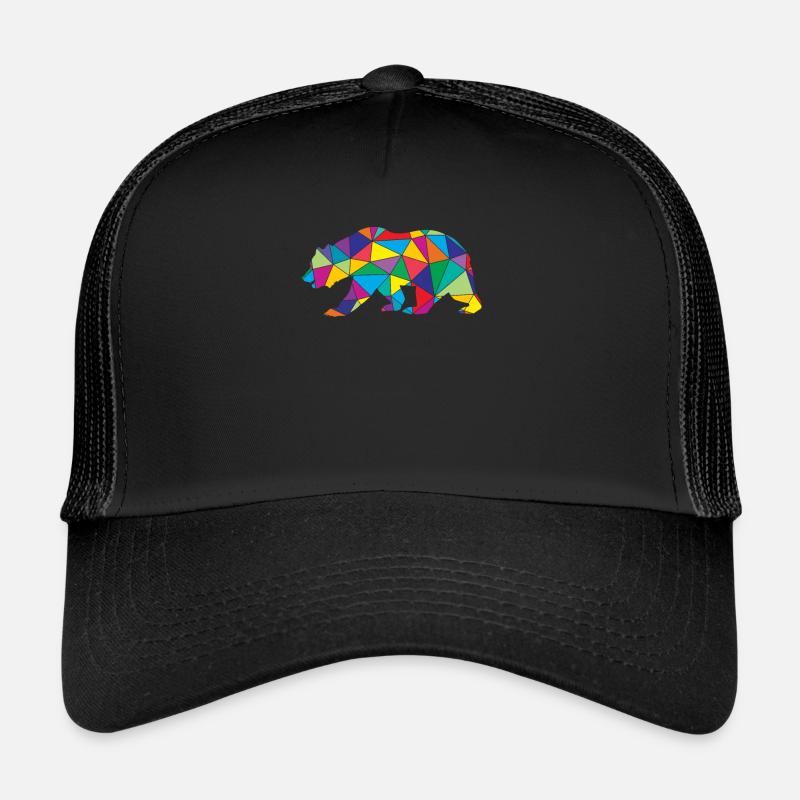 Géométrie polygonale à faible poly ours Casquette trucker 