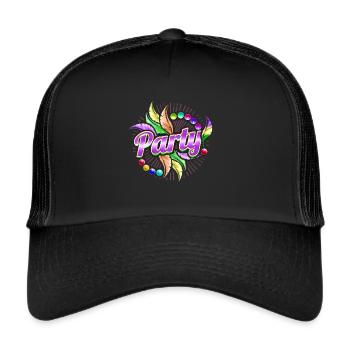 Party, Beads And Feathers For Mardi Gras - Trucker Cap - black/black - Front