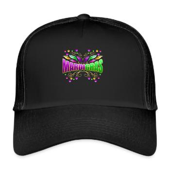 Lettering With Beads And Feathers For Mardi Gras - Trucker Cap - black/black - Front