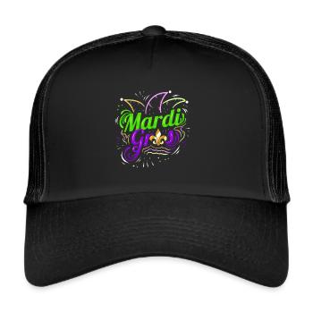 Lettering with Jester Hat and Fleur de Lis for - Trucker Cap - black/black - Front