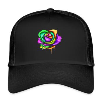 Painted And Colored Rose For Mardi Gras - Trucker Cap - black/black - Front