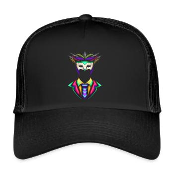 Men Costume With Mask For Mardi Gras - Trucker Cap - black/black - Front
