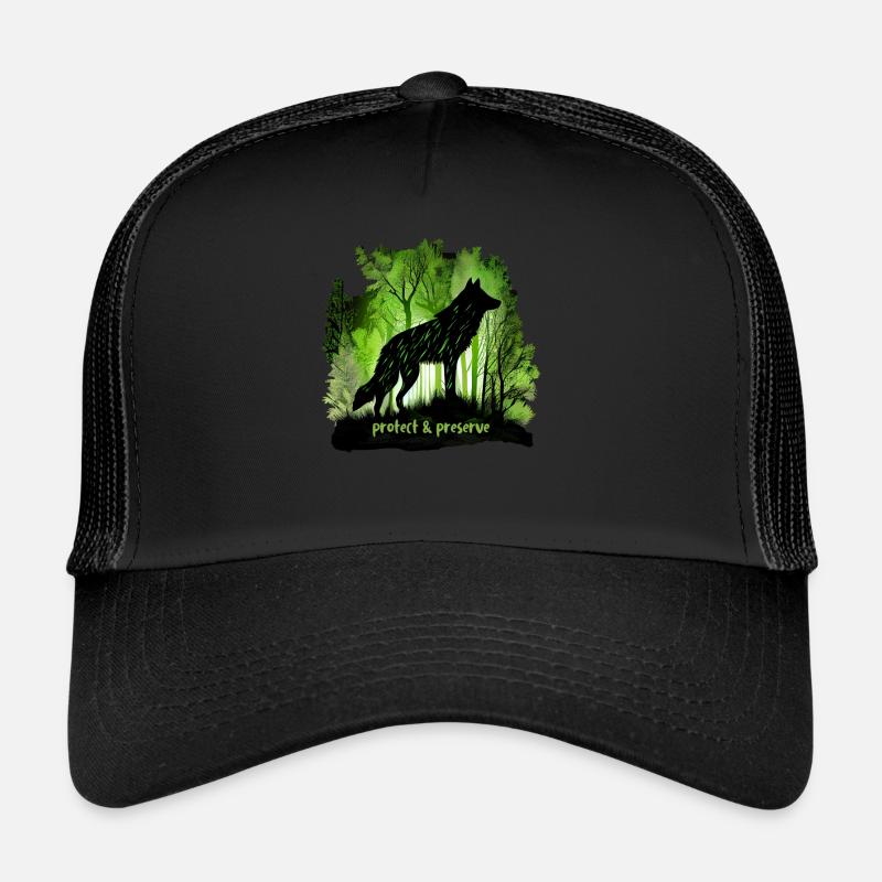 Wölfe Silhouette Naturschutz Tierschutz Wolf - Trucker Cap - Schwarz/Schwarz