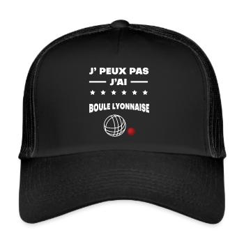 Je peux pas j'ai boule lyonnaise cadeau boules - Casquette trucker  - noir/noir - Devant