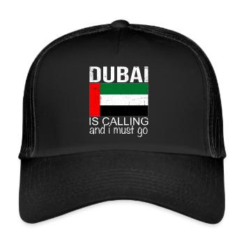 Dubai Spruch - Trucker Cap - Schwarz/Schwarz - Vorne