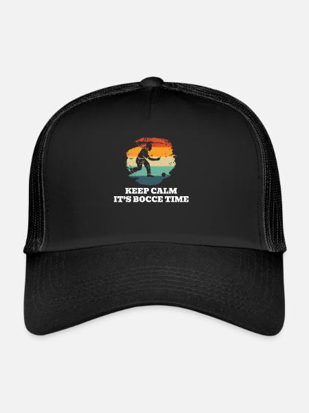 Keep Calm It ́s Bocce Time Shirt Gift - Trucker Cap - black/black - Front