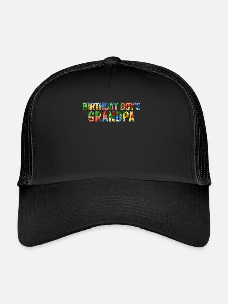 Birthday boy Grandpa building blocks - Trucker Cap - black/black - Front