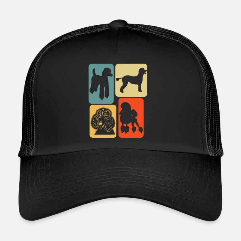 Pudel Retro Hunde - Trucker Cap - Schwarz/Schwarz