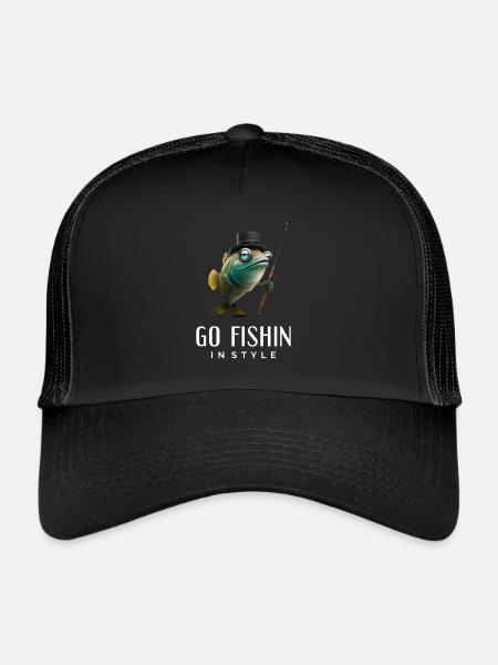 Allez pêcher avec style - Drôle de pêcheur - Casquette trucker  - noir/noir - Devant