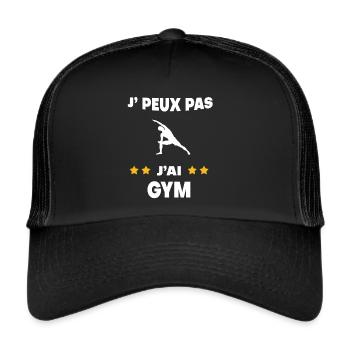Je peux pas j'ai gym cadeau gymnaste - Casquette trucker  - noir/noir - Devant
