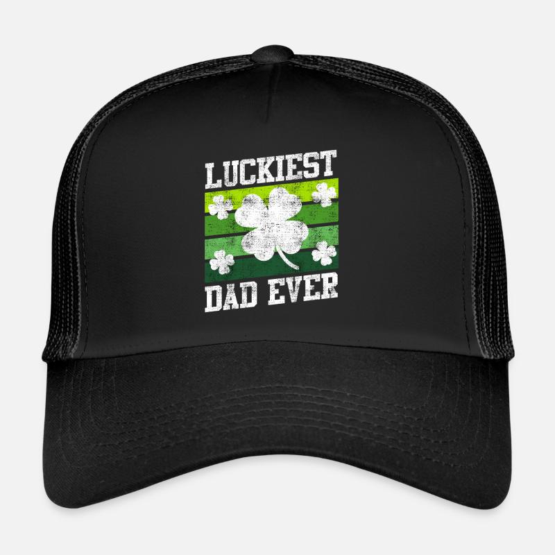 Luckiest Dad Ever Kleeblatt St. Patrick’s Day - Trucker Cap - Schwarz/Schwarz