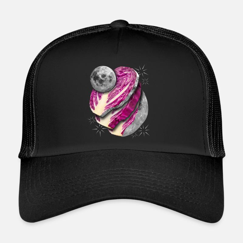 Surrealism, full moon in slices, red cabbage Trucker Cap
