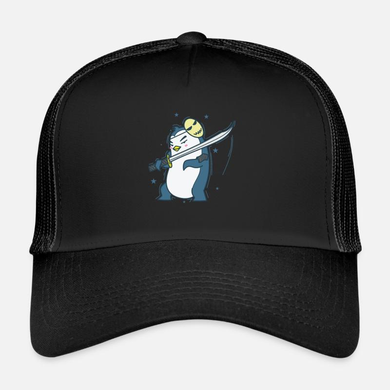 Pingouin avec masque et épée Antarctique Casquette trucker 