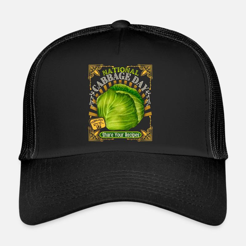 Kohl, Weißkohl, lustiger Spruch Cabbage Day - Trucker Cap - Schwarz/Schwarz
