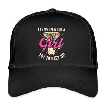 Damen Billard Poolbillard - Trucker Cap - Schwarz/Schwarz - Vorne