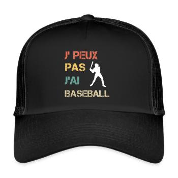 Je peux pas j'ai baseball vintage drôle - Casquette trucker  - noir/noir - Devant