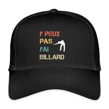 Je peux pas j'ai billard vintage drôle - Casquette trucker  - noir/noir - Devant
