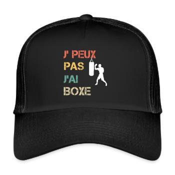 Je peux pas j'ai boxe vintage drôle - Casquette trucker  - noir/noir - Devant