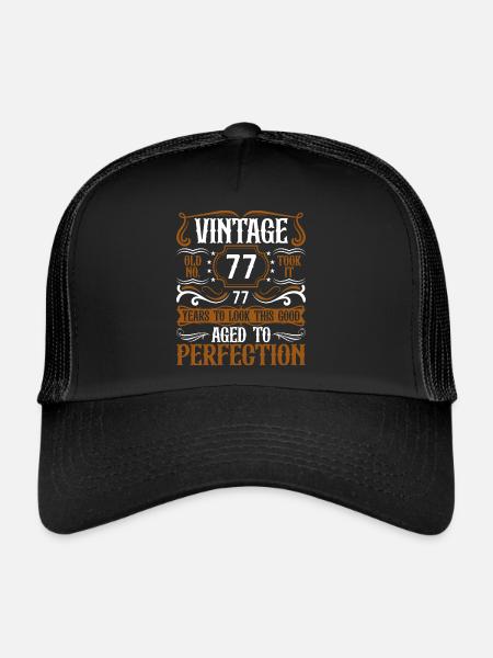 77th Birthday Vintage Retro - Trucker Cap - black/black - Front