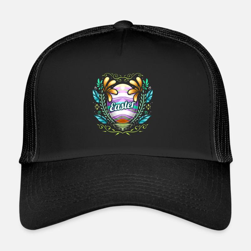 Easter Egg With Ornaments And Feathers on Easter Trucker Cap
