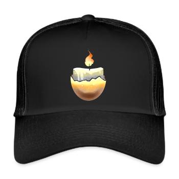 Candle Burning In An Egg Shell For Easter - Trucker Cap - Schwarz/Schwarz - Vorne