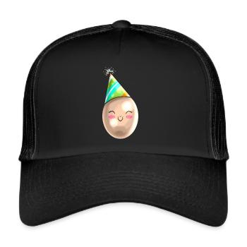 Drôle d’œuf peint avec cône de chapeau de fête pour Pâques - Casquette trucker  - noir/noir - Devant