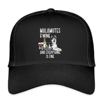 Alaskan Malamute Hund - Trucker Cap - Schwarz/Schwarz - Vorne
