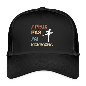 Je peux pas j'ai kickboxing vintage drôle - Casquette trucker  - noir/noir - Devant