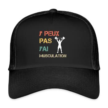Je peux pas j'ai musculation vintage drôle - Casquette trucker  - noir/noir - Devant