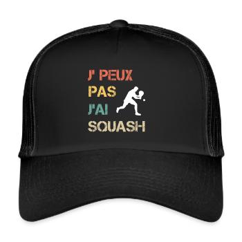 Je peux pas j'ai squash vintage drôle - Casquette trucker  - noir/noir - Devant