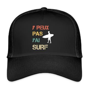 Je peux pas j'ai surf vintage drôle - Casquette trucker  - noir/noir - Devant