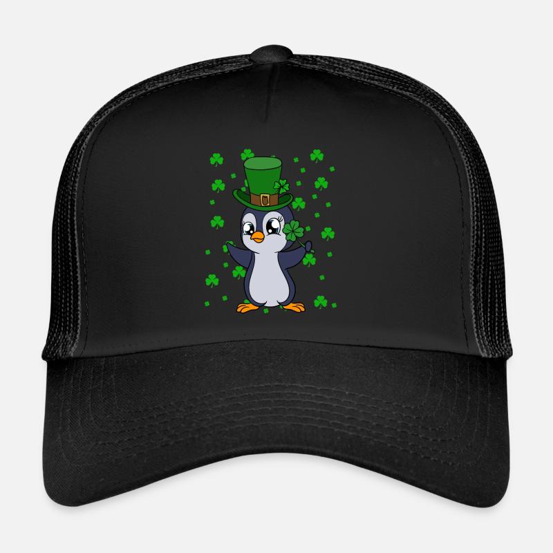 Manchot mignon Trèfle Saint-Patrick Pingouin Casquette trucker 