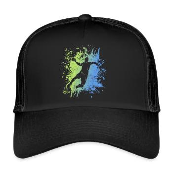 Joueur de handball Handball Joueur de handball vintage - Casquette trucker  - noir/noir - Devant