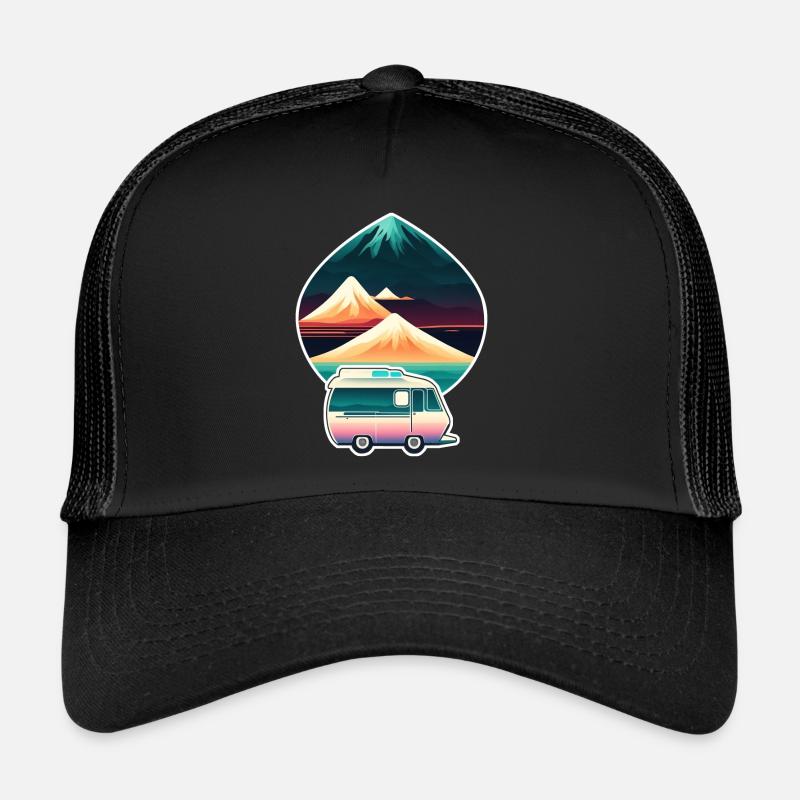 Camping car and mountain - Nature - Trucker Cap - black/black