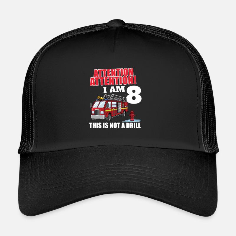 Attention I'm 8 Pompier camion 8 ans 8e Casquette trucker 