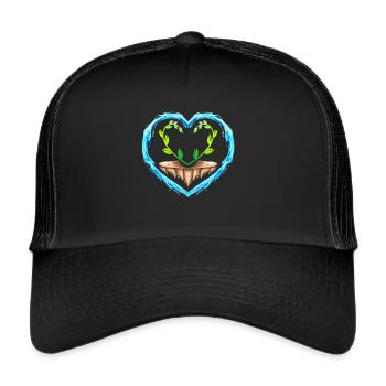 Grown Heart Of Plants Bordered By Water Heart For - Trucker Cap - Schwarz/Schwarz - Vorne
