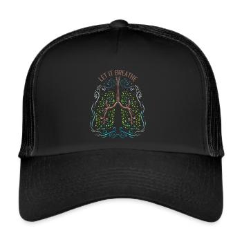 Logo Let It Breath - Green Lung Out Of Trees For - Trucker Cap - Schwarz/Schwarz - Vorne