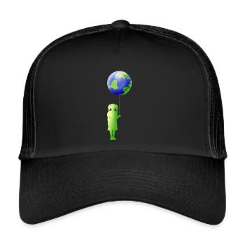 Green Girl Silhouette With Earth Ballon For Earth - Trucker Cap - black/black - Front