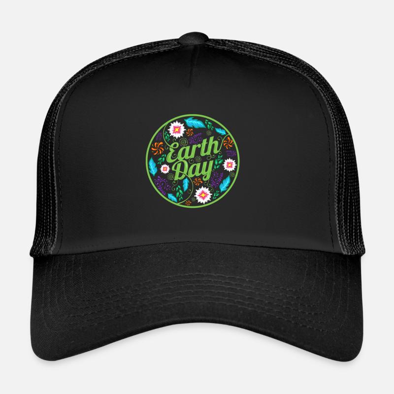 Logo With Flowers, Feathers And Ornaments For Trucker Cap