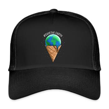 Ice Cream Cone With Melting Ice Cream Ball For - Trucker Cap - black/black - Front