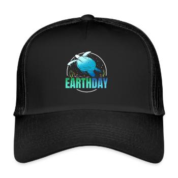 Logo Sea Turtle Swimming In The Ocean For Earth - Trucker Cap - Schwarz/Schwarz - Vorne