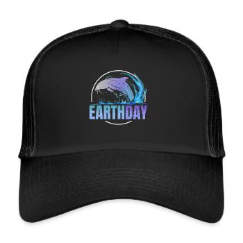 Logo Jumping Dolphin In The Waves For Earth Day - Trucker Cap - Schwarz/Schwarz - Vorne