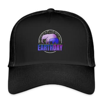 Logo Purple African Elefant Animals For Earth Day - Trucker Cap - Schwarz/Schwarz - Vorne