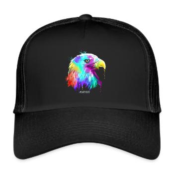 Colorful American Bird Bald Eagle Head For Earth - Trucker Cap - black/black - Front