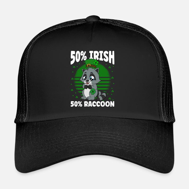Raccoon Clover Leaves Saint Patrick's Day Trucker Cap