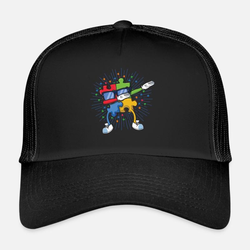 Kid Dab Dabbing Puzzle Sensibilisation colorée à l’autisme Casquette trucker 