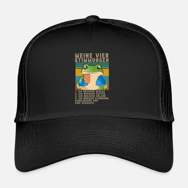 Frosch Meine Vier Stimmungen Schlaf Kaffee Spruch Trucker Cap