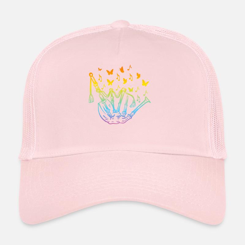 Cornemuse avec notes de musique et papillons - Musicien Casquette trucker 