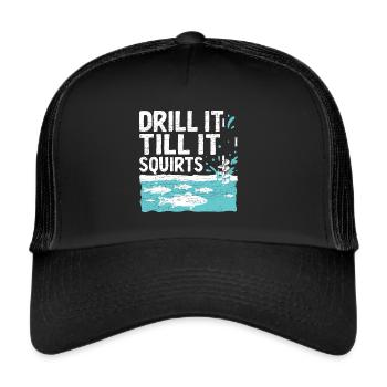 Eisfischen Geschenk Eisangeln - Trucker Cap - Schwarz/Schwarz - Vorne